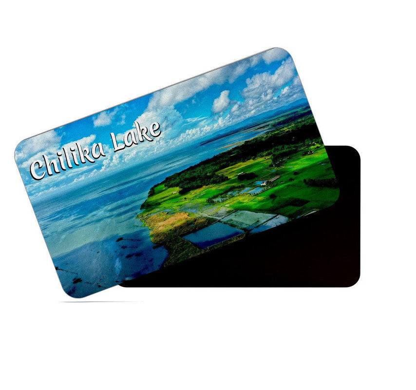 dhcrafts Rectangular Rubber Fridge Magnet / Magnetic Card Multicolor Odisha Chilka Lake Design Pack of 1 (8.6cm x 5.4cm)
